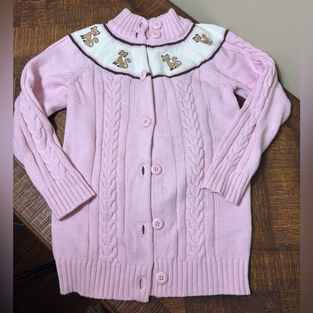 NWT Gymboree Girls S (5/6) Siamese Cat Pink Embroidered Kitty Sweater